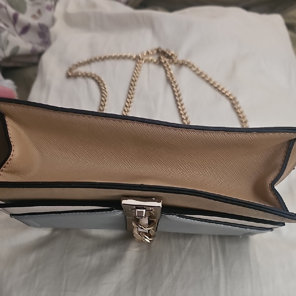 Aldo Gray and Tan Chain Strap Shoulder Bag